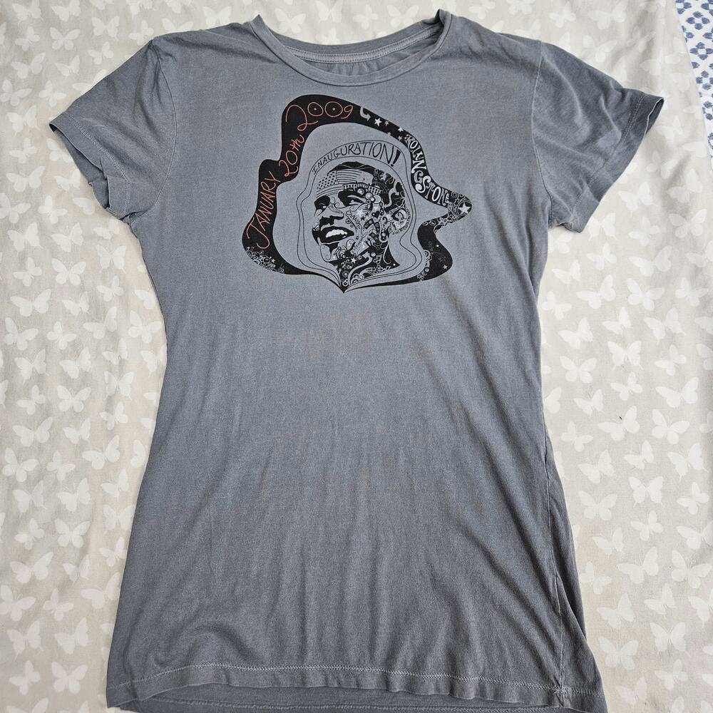 Rolling Stone Inauguration Jan 2009 Graphic Tee XL Gray CafePress Obama Historic